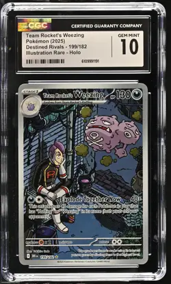 Team Rocket's Weezing 199/182 Illustration Rare Holo Pokemon CGC 10 Gem Mint - Image 1