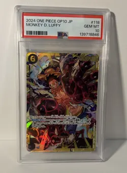 Bandai 2024 OP10-118 Monkey D. Luffy Full Art Foil PSA 10 One Piece Japanese - Image 1