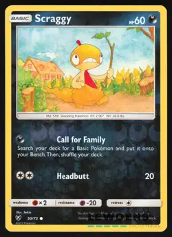 Scraggy - 50/73 - Reverse Holo Common - Shining Legends - Pokemon Card - Image 1