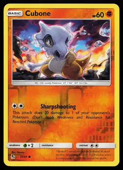 Cubone 37/68 Reverse Holo Common Hidden Fates Pokemon Card - Image 1
