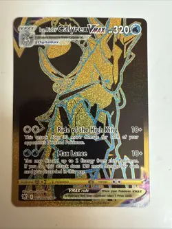Pokemon Gold Foil Ice Rider and Shadow Rider Calyrex VMAX Card 320HP - Image 1