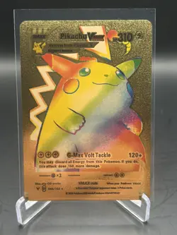Pokemon Gold Foil Fan Art - Pikachu VMAX #044/185 - Rainbow Gold Card P2 - Image 1