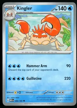 2023 Scarlet & Violet - 151 Kingler #99 Non Holo Pokemon Card - Image 1