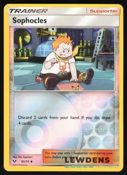 Sophocles - 65/73 - Reverse Holo Uncommon - Shining Legends - Pokemon Card - Image 1