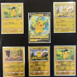 Pokemon Pikachu Card Lot 6 Cards V Holo Reverse No Duplicates - Image 5