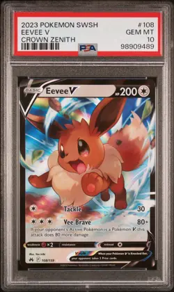 Pokemon TCG Crown Zenith Eevee v Ultra Rare Holo Card 108/159 - Image 1