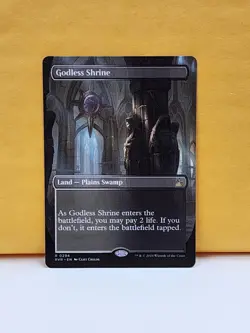 1 BORDERLESS ALT ART Godless Shrine, NM, RVR, Magic: the Gathering, MtG - Image 1