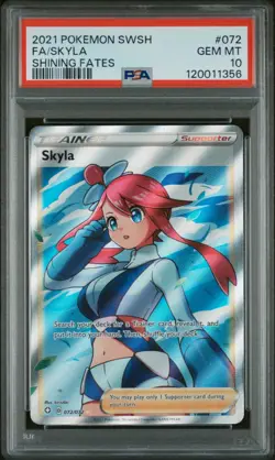 PSA 10 2021 POKEMON SWORD & SHIELD SHINING FATES #072 FA/SKYLA SHINING FATES - Image 1