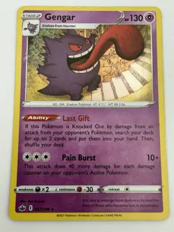 Pokemon Gengar Holo Rare Card Chilling Reign 57/198 Pokemon TCG MP - Image 1