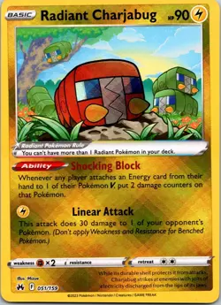 Radiant Charjabug 051/159 Crown Zenith Pokemon TCG Holo Ultra Rare LP - Image 1