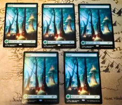 x5 MTG Forest (0035) MagicCon Secret Lair Lotus Land MT/NM John Avon - Image 1