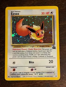 1999 Pokemon Eevee #11 Black Star Promo WOTC Holo Rare LP+ - PERFECT SWIRL - Image 1