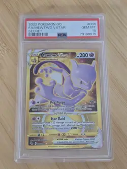 Pokemon 2022 Go Secret Rare Mewtwo VSTAR #086 PSA 10 Gem Mint - Image 1