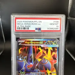 2025 Pokemon Phantasmal Flames Mega Heracross #108 EN Graded PSA 10 - Image 2