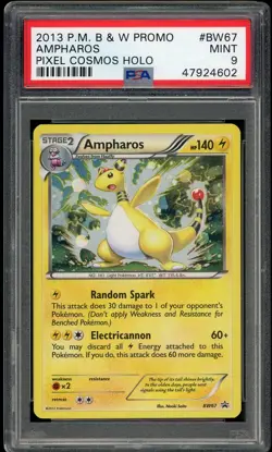 2013 Pokemon BW Promo BW67 Ampharos Pixel Cosmos Holo PSA 9 - MINT! Low Pop - Image 1
