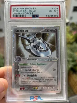 Pokemon TCG 2005 Pokemon EX Steelix EX-HOLO Unseen Forces #109 EX-MT PSA 6 - Image 1