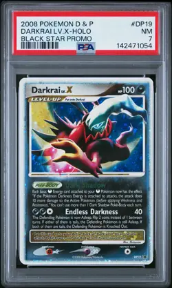 2008 POKEMON DIAMOND & PEARL BLACK STAR PROMO #DP19 DARKRAI LV.X-HOLO PSA 7 - Image 1