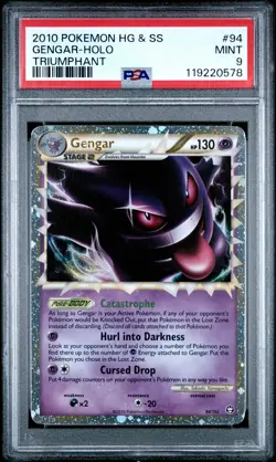 2010 POKEMON HEARTGOLD & SOULSILVER TRIUMPHANT #94 GENGAR-HOLO PSA 9 - Image 1