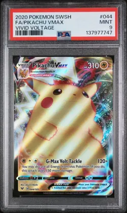 2020 POKEMON SWORD & SHIELD VIVID VOLTAGE 044 FULL ART/PIKACHU VMAX | PSA 9 - Image 1