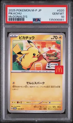 2025 POKEMON JAPANESE M-P PROMO MCDONALD'S #020 PIKACHU PSA 10 - Image 1