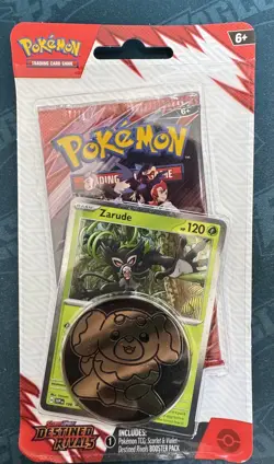 Pokemon Scarlet & Violet: Destined Rivals Blister Booster Pack Zarude w/ Coin 820650853319 - Image 1