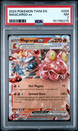 2024 POKEMON TWM EN-TWILIGHT MASQUERADE #029 MAGCARGO EX PSA 7 - Image 1