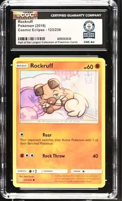 Guiness World Record 1/1 Rockruff 123/236 Common Cosmic Eclipse Pokemon CGC 10 - Image 1