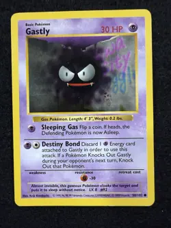 Pokemon Gastly 50/102 from Base Set Shadowless in LP condition! - Image 1