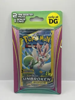 2021 Pokemon Sun & Moon Unbroken Bonds 2 Mini Booster Pack 1 Bonus Card Sealed A - Image 1