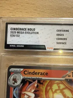 028/132 CINDERACE RARE HOLO MEGA EVOLUTION POKEMON CARD grade TFG 8 Mint - Image 3