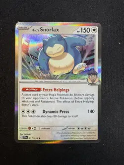Pokemon TCG Hop's Snorlax Holo Rare Card 117/159 Journey Together - Image 1