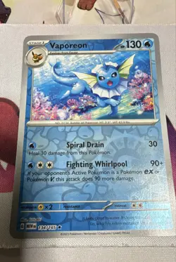 Vaporeon 134/165 Sv: Scarlet & Violet 151 Reverse Holo Pokemon TCG - Image 1
