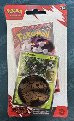 Pokemon Scarlet & Violet: Destined Rivals Blister Booster Pack Zarude w/ Coin 820650853319 - Image 1