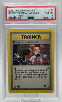 2000 POKEMON ROCKET #72 ROCKET'S SNEAK ATTACK 1ST EDITION PSA 8 NM-MT - Image 1