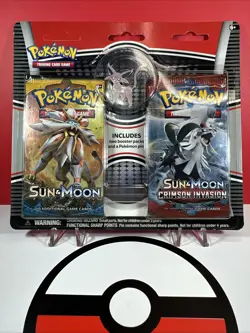 Pokemon TCG Sun & Moon Booster Blister 2 Packs W/ Espeon Pin New Sealed - Image 1