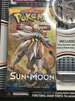 Pokemon TCG Sun & Moon Booster Blister 2 Packs W/ Espeon Pin New Sealed - Image 3