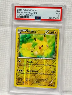 2016 Pokemon XY Generations Pikachu #26 Reverse Foil PSA 7 Quick Attack - Image 1