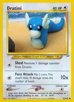 1x Dratini - 63/105 - Common - Unlimited Edition Moderately Played Pokemon G2 - - Image 1