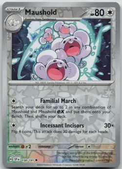 Maushold 158/191 Uncommon Surging Sparks Pokemon Reverse Holo Near Mint - Image 1