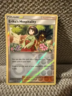 Erika's Hospitality 56/68 - Hidden Fates - Reverse Holo Pokemon TCG Card English - Image 1