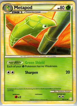 Metapod 46/123 Non Holo HeartGold SoulSilver - Pokemon Card - NM - Image 1
