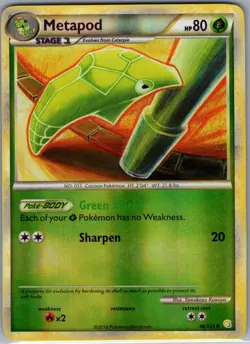 Metapod 46/123 Reverse Holo - HeartGold SoulSilver - Pokemon Card - LP - Image 1