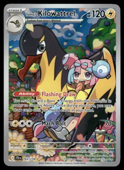 Pokemon Cards Iono's Kilowattrel 163/159 Journey Together IR NM *3 - Image 1