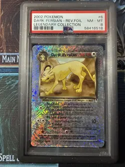 Dark Persian Reverse Foil #6 2002 Pokemon Legendary Collection PSA 8 - Image 1