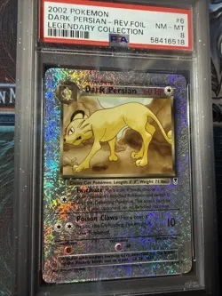 Dark Persian Reverse Foil #6 2002 Pokemon Legendary Collection PSA 8 - Image 2