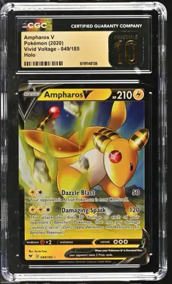 Pokemon Ampharos V Ultra Rare CGC Pristine 10 Holo 049/185 Vivid Voltage 2020 - Image 1