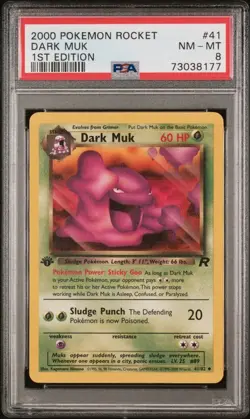 2000 Pokemon 1st Edition Rocket Dark Muk PSA 8 - Image 1