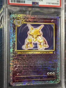 2002 POKEMON LEGENDARY COLLECTION #1 ALAKAZAM-REVERSE FOIL PSA 8 NM - Image 2