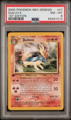2000 Pokemon 1st Edition Quilava Neo Genesis PSA 8 - Image 1