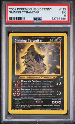 2002 POKEMON NEO DESTINY #113 SHINING TYRANITAR PSA 5 - Image 1